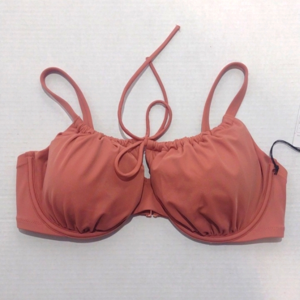 NWT Shade & Shore Shirred Bralette Bikini Top Soft Mauve 38 D - Picture 3 of 9